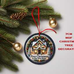 Beautiful 1st Christmas in Our New Home Mdf Tree Decoration - Home, Tree, First Christmas, Bauble, Neighbour, Family, Gift - thumbnail 2