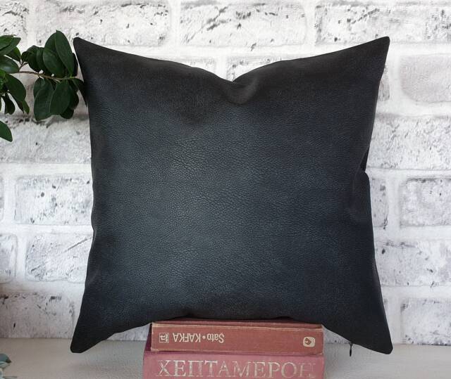 Modern Faux Leather Pillow Cover Decorative Sofa Pillow, 8 Colors - image 1
