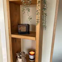 Handmade Tall Wooden Shelving Unit - Slim Freestanding Bookcase Narrow Storage Display Shelf Solid Wood Home Decor - thumbnail 4