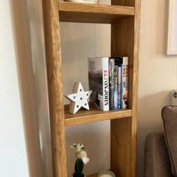 Handmade Tall Wooden Shelving Unit - Slim Freestanding Bookcase Narrow Storage Display Shelf Solid Wood Home Decor - thumbnail 2
