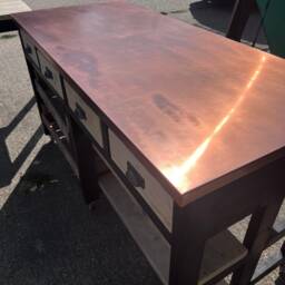 Copper Topped Kitchen Island With Trays & Bar - thumbnail 3