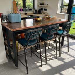 Copper Topped Kitchen Island With Trays & Bar - thumbnail 2