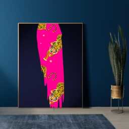 Hot Pink Tiger Print - Modern Jungle Wall Art Bold Streak Poster Maximalist Safari Decor Pop Aesthetic - thumbnail 3