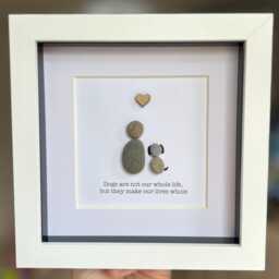 Pebble Dog Pebble Picture, Dogs Make Our Lives Whole, Personalised Framed Art, Birthday Gift, Pet Lover Art - thumbnail 2