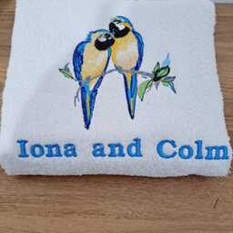 Embroidered Parrot Towel Personalized Cotton Bath & Hand Towel - thumbnail 2