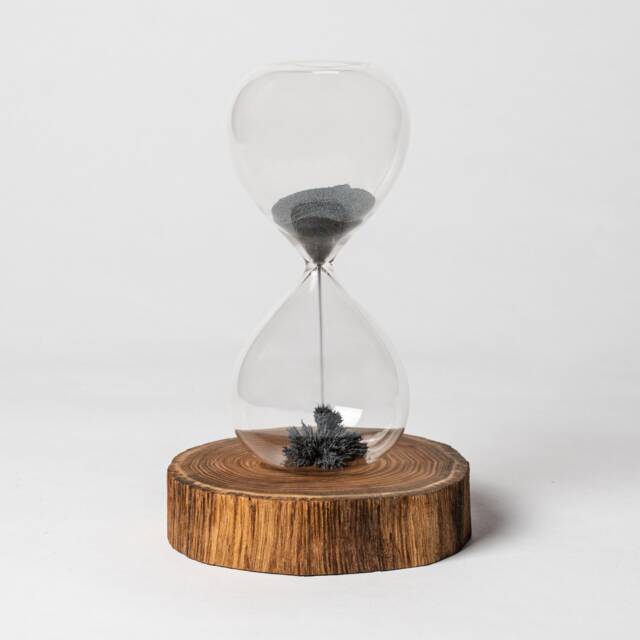 Live Edge Butternut Magnetic Sand Timer - Modern Desk Decor - image 1