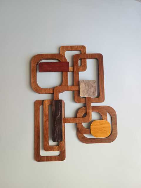 Mid Century Modern Wood Wall Art Retro Decor - image 1