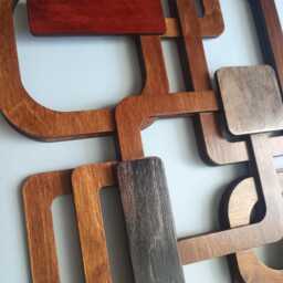 Mid Century Modern Wood Wall Art Retro Decor - thumbnail 3