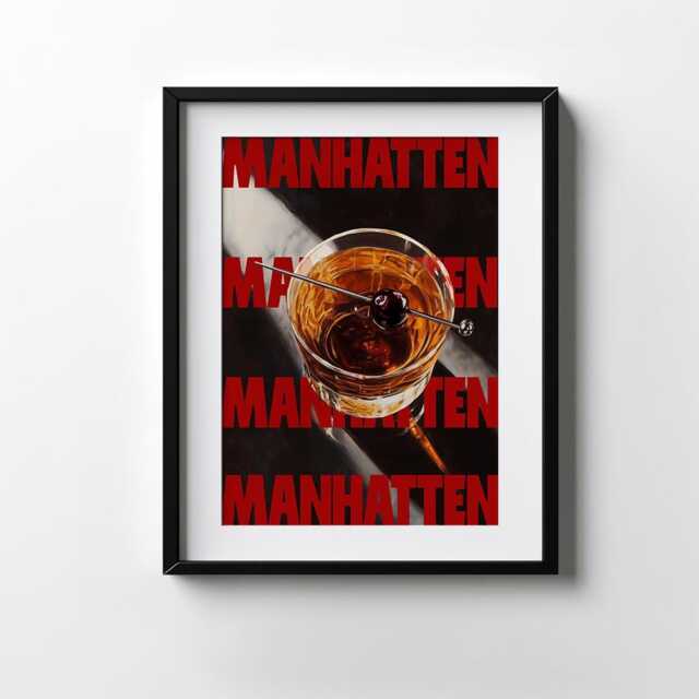 Manhatten Print - Trendy Alcohol Art Gift Cocktail Bar Cart Elegant Wall Sophisticated Poster Minimalist Display - image 1