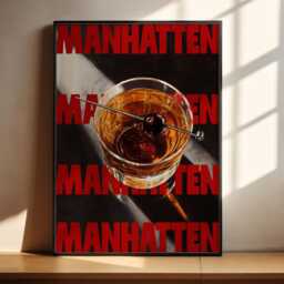 Manhatten Print - Trendy Alcohol Art Gift Cocktail Bar Cart Elegant Wall Sophisticated Poster Minimalist Display - thumbnail 2