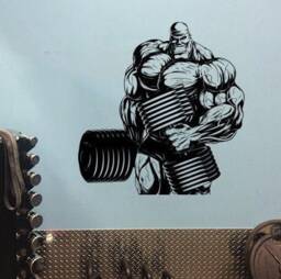 Powerlifter With Dumbbell Decal Bodybuilder Man Lifting Weights Wall Sticker Gym Decor Sporting Mural Athletic Decorative Art Fitness - 4Qpt - thumbnail 1
