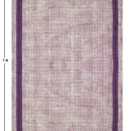 Handmade Cotton Block Printed Rug, Purple Bordered Dhurrie - thumbnail 3