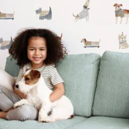 Dogs - Latte Fabric Wall Decal Pet House Mej - thumbnail 3