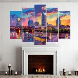 Nashville Skyline, Abstract Canvas Print, Wall Art, Painting, Framed & Ready To Hang - thumbnail 2