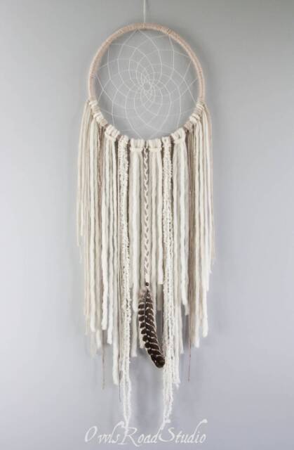 Boho Dream Catcher - Woven Wall Hanging With Feather, 12 - image 1