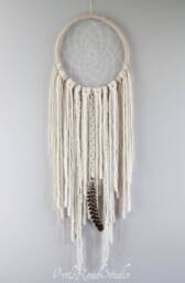 Boho Dream Catcher - Woven Wall Hanging With Feather, 12