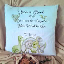 Custom Dinosaur Pocket Pillow Personalised Dino Letter Cushion, Kids Bedroom T-Rex Gift For Boys - thumbnail 4