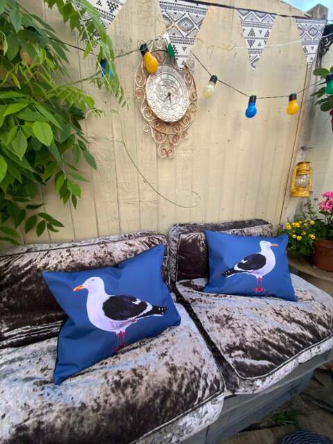 Seagull Outdoor Bolster Cushion Cover Water Repellent Coastal Decor - image 1