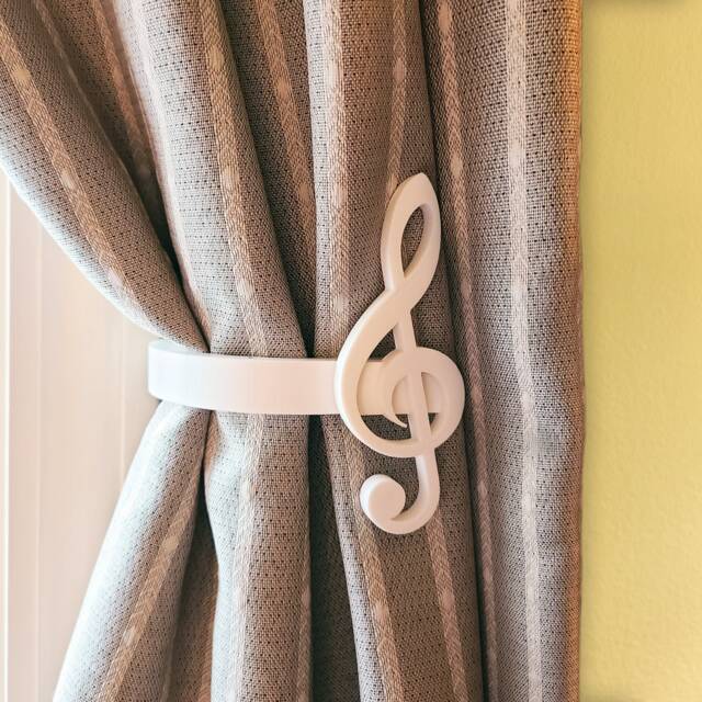 Replaceable Treble Clef Shape Curtain Holdbacks/Tiebacks 3D Printed Plastic - Set Of 2 - image 1