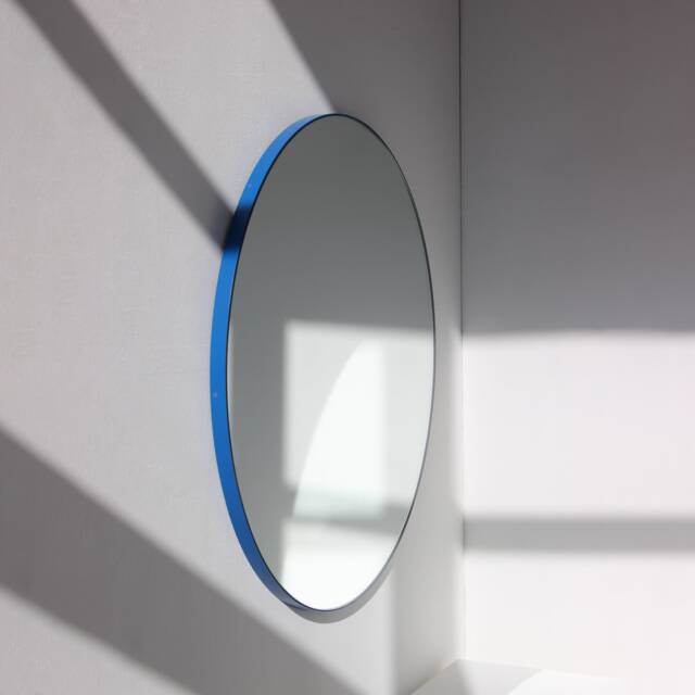 Orbis??? Round Minimalist Mirror With Blue Frame, Customisable - image 1