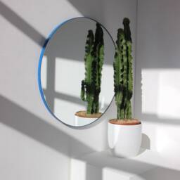 Orbis??? Round Minimalist Mirror With Blue Frame, Customisable - thumbnail 3