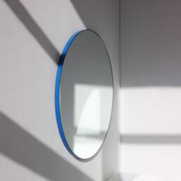 Orbis??? Round Minimalist Mirror With Blue Frame, Customisable