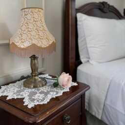 Cream French Lace Lampshade Antique Gold Braid, Handmade UK Craftsmanship - thumbnail 2