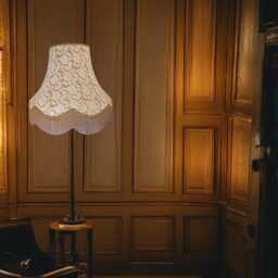 Cream French Lace Lampshade Antique Gold Braid, Handmade UK Craftsmanship - thumbnail 3