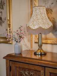 Cream French Lace Lampshade Antique Gold Braid, Handmade UK Craftsmanship