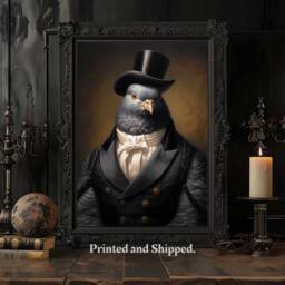Victorian Dandy Pigeon Art Print Renaissance Animal Portrait - thumbnail 1
