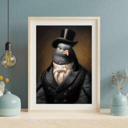 Victorian Dandy Pigeon Art Print Renaissance Animal Portrait - thumbnail 3