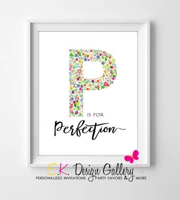 Floral Alphabet Letter P Print Flower Wall Art - 8x10, Digital Download - image 1