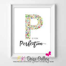 Floral Alphabet Letter P Print Flower Wall Art - 8x10, Digital Download - thumbnail 2
