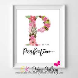 Floral Alphabet Letter P Print Flower Wall Art - 8x10, Digital Download - thumbnail 3