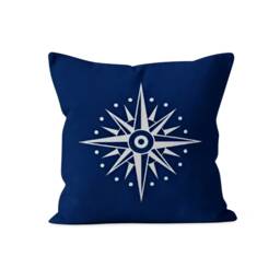Summer Sea-Themed Cushion Cover, Blue White Nautical Decor, Compass Design Pillow Case, Beach Style Home Accessory, Trendy Living Room Decor - thumbnail 3