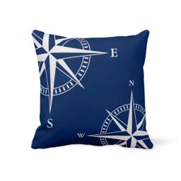 Summer Sea-Themed Cushion Cover, Blue White Nautical Decor, Compass Design Pillow Case, Beach Style Home Accessory, Trendy Living Room Decor - thumbnail 2