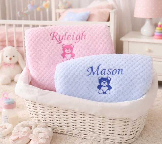 Custom Personalised Embroidered Baby Boy Girl Blanket - Shower Newborn Gift Keepsake - image 1