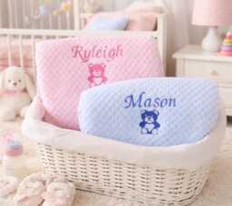 Custom Personalised Embroidered Baby Boy Girl Blanket - Shower Newborn Gift Keepsake - thumbnail 1