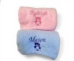 Custom Personalised Embroidered Baby Boy Girl Blanket - Shower Newborn Gift Keepsake - thumbnail 3