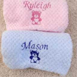 Custom Personalised Embroidered Baby Boy Girl Blanket - Shower Newborn Gift Keepsake - thumbnail 2