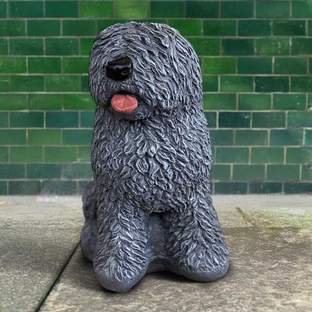 Concrete English Dog Statue Outdoor Figurine Cement Shaggy Decoration Dog Lover Gift Handmade Art Garden Sculpture - image 1