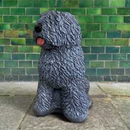 Concrete English Dog Statue Outdoor Figurine Cement Shaggy Decoration Dog Lover Gift Handmade Art Garden Sculpture - thumbnail 3