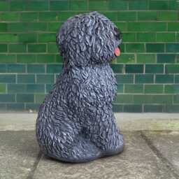 Concrete English Dog Statue Outdoor Figurine Cement Shaggy Decoration Dog Lover Gift Handmade Art Garden Sculpture - thumbnail 2