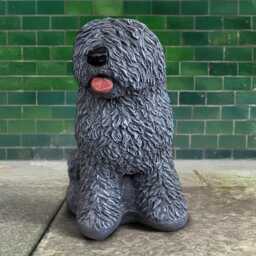 Concrete English Dog Statue Outdoor Figurine Cement Shaggy Decoration Dog Lover Gift Handmade Art Garden Sculpture - thumbnail 1