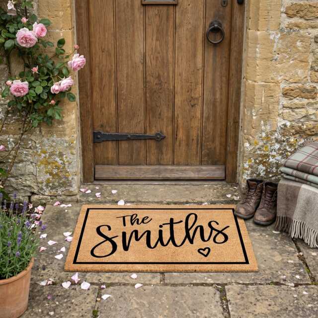 Personalised Family Name Doormat, Custom Last Welcome Mat, Uv-Printed Coir Home Gift - image 1