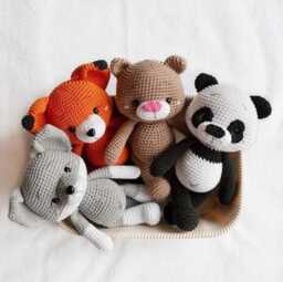 Handmade Woodland Animal Plush Fox Wolf Bear Panda Baby Shower Gift Easter Basket Staffers - thumbnail 1