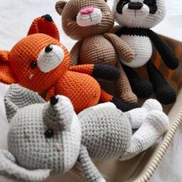 Handmade Woodland Animal Plush Fox Wolf Bear Panda Baby Shower Gift Easter Basket Staffers - thumbnail 3