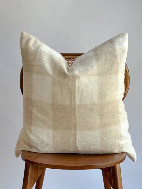 Vintage Hmong Hemp Pillow Neutral Striped Lumbar Throw - image 1