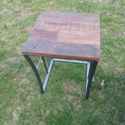 Set 3 Tables Industrial Reclaimed Iron Wood Nest - thumbnail 4