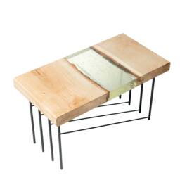 Resin Table, Dining Coffee River Wood Furniture, Industrial Rectangle End Table